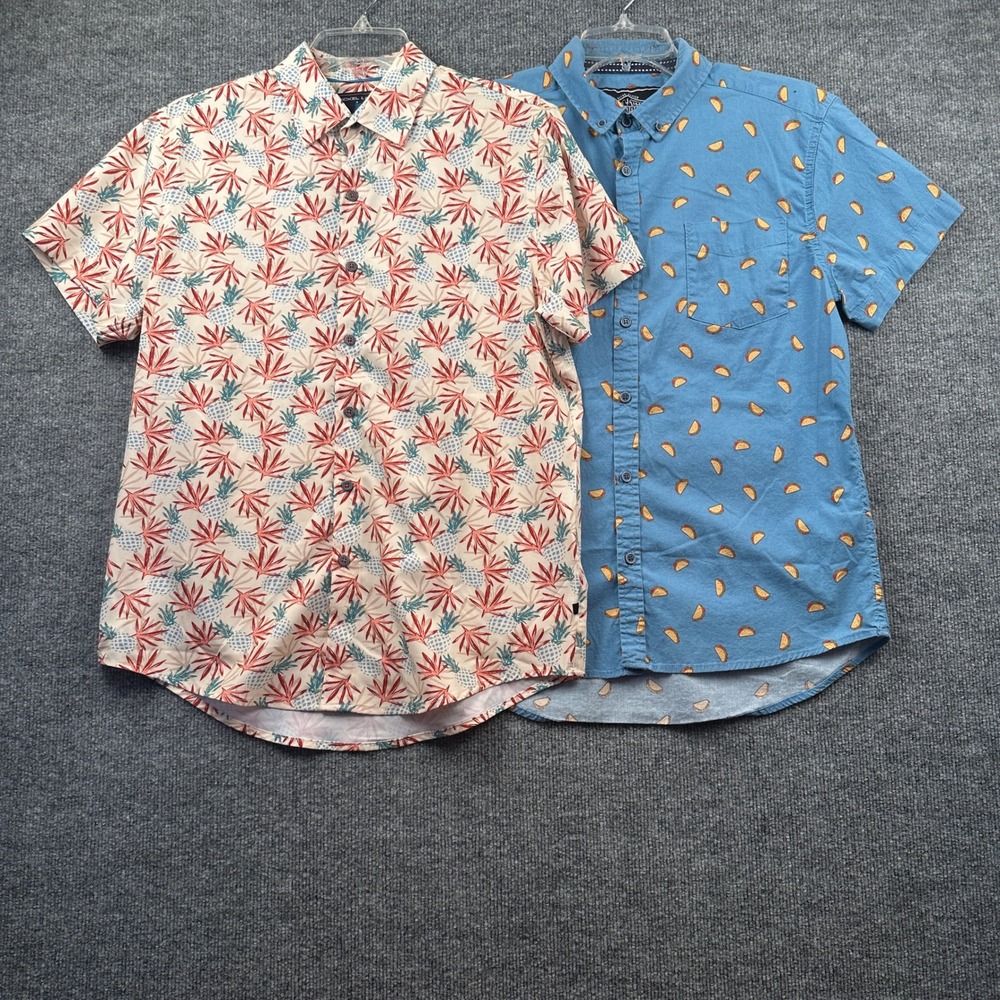 Mens Button Down Shirt Bundle: Nickel & Iron Pineapple & Five Points Taco SS - Picture 1 of 16